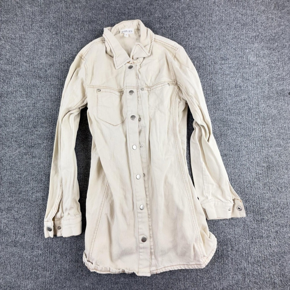 Whiteroom + Cactus Jacket Womens Medium White Cotton Snap Front Duster Twill